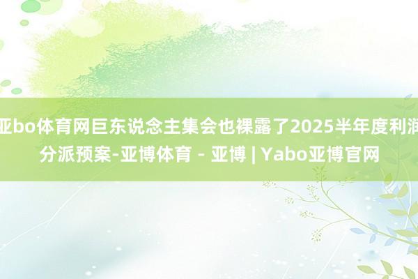 亚bo体育网巨东说念主集会也裸露了2025半年度利润分派预案-亚博体育 - 亚博 | Yabo亚博官网